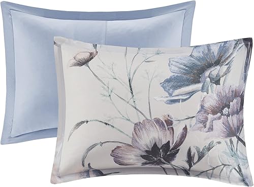 Miniatura 15 de Madison Park Cassandra - Juego de edredón de mezcla de algodón, diseño femenino estampado floral colorido, capa de ropa de cama alternativa para