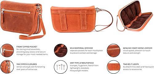 Vista 97 de Protector de válvula de trompeta de cuero genuino de protección y comodidad (guardia, negro)