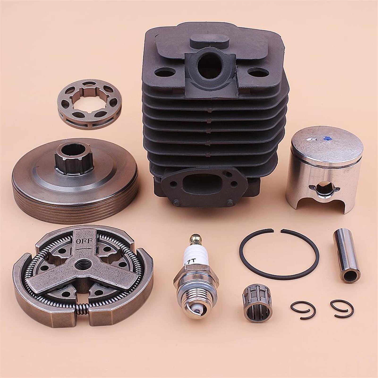 Zestaw tłoka cylindra 39mm chiński 3800 38cc sprzęgło zębatka bęben łożysko obręczy świeca zapłonowa część do piły łańcuchowej Zestaw sprzęgła
