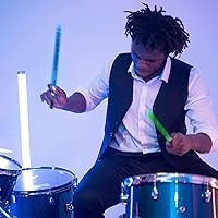 Vista 7 de Hami Baquetas con luz LED, 15 baquetas que cambian de color, soporta carga USB con llave de apertura, material de polímero de PC, práctica musical