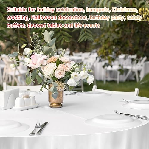 Miniatura 4 de Tudomro 8 manteles redondos de satén de 108 pulgadas, superpuestos, de tela suave, para bodas, recepciones, fiestas, banquetes, decoración de mesa