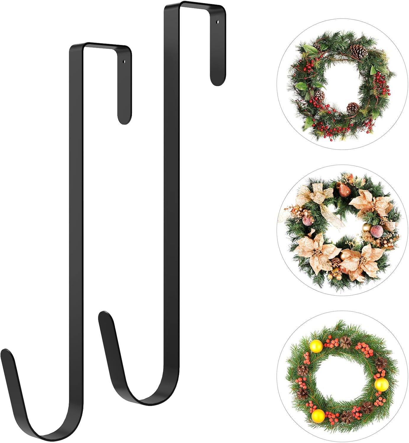 Estefanlo Wreath Hook Over Door Hanger for Wreaths Christmas Metal