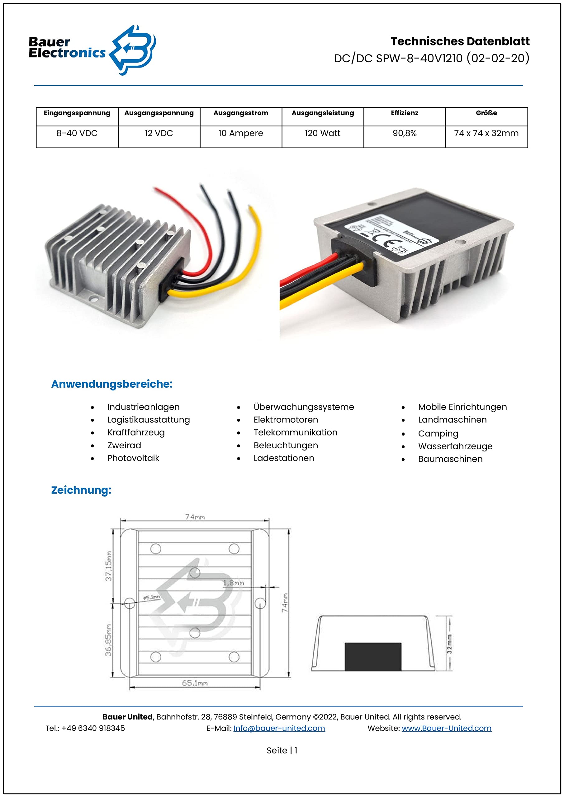 DC-DC 8V-40V zu 12V Spannungs-wandler 10A 120W | Spannungs-regler 18-V 12-V 12-V Converter Spannungs-stabilisator Spannungs-begrenzer 24-V Step-down Step-up Buck Boost Volt
