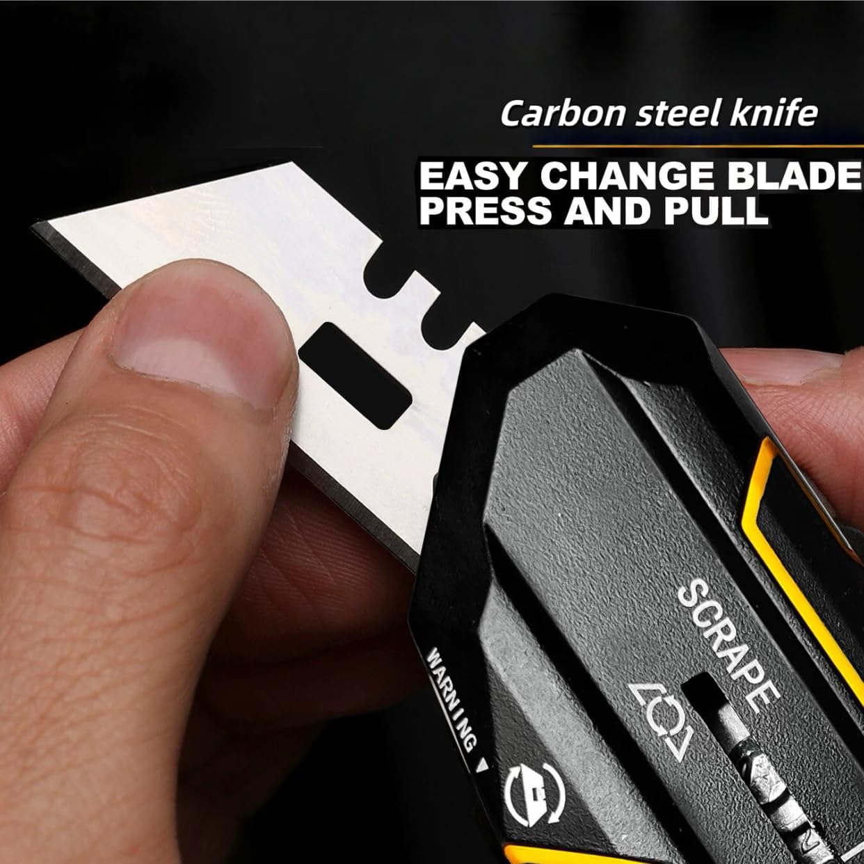 3-in-1 Utility Knife and Scraper Tool, Retractable Box Cutter with Built-In Blade Storage, 10pcs Replacement Razor Blades Included, Heavy Duty Multipurpose Tool for Cutting and Scraping (10pcs blades)