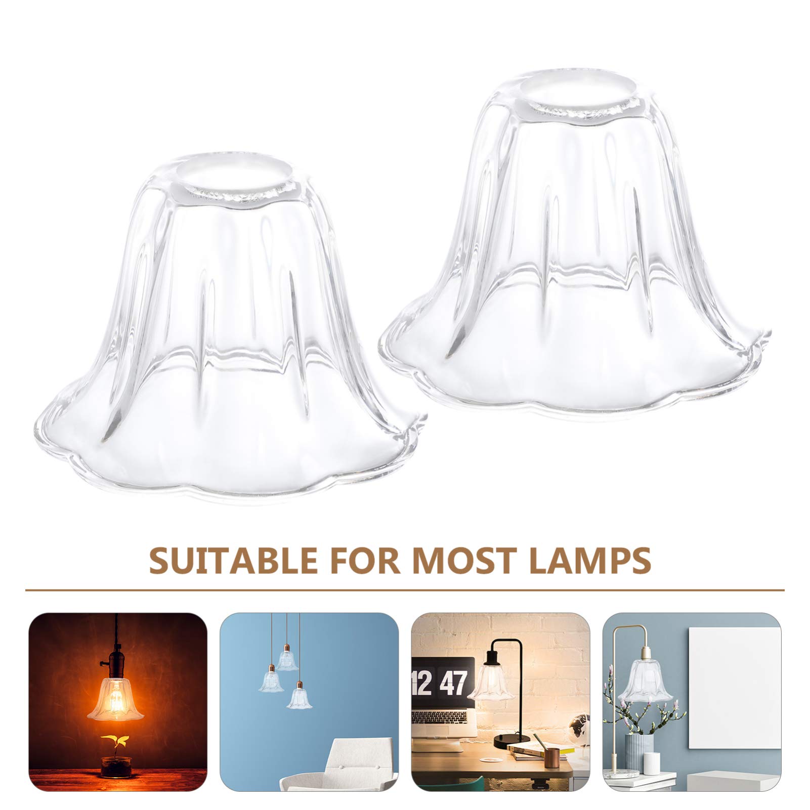 SHINEOFI Copri Lampadina E27 in Vetro Trasparente, 2 Pezzi, Paralume Protettivo per Lampade da Tavolo e Applique, Stile Classico per Soggiorno e Cameretta