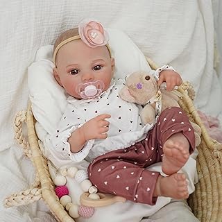 Bebê Reborn Boneca Silicone Menina Realista Pintada Olho Castanho 48cm Com Urso e Acessórios