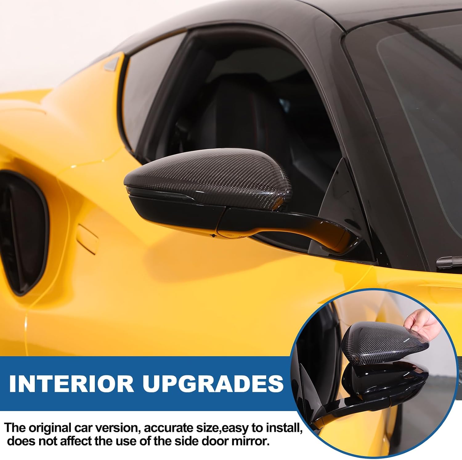 Car Side Door Mirror Cap Cover Compatible with Lotus Emira V6 GT4 I4 2020-2024,Exterior Side Rearview Mirror Anti-Scratch Cover Protector Shell Housing Trim Accessories 2PCS (Black Carbon)