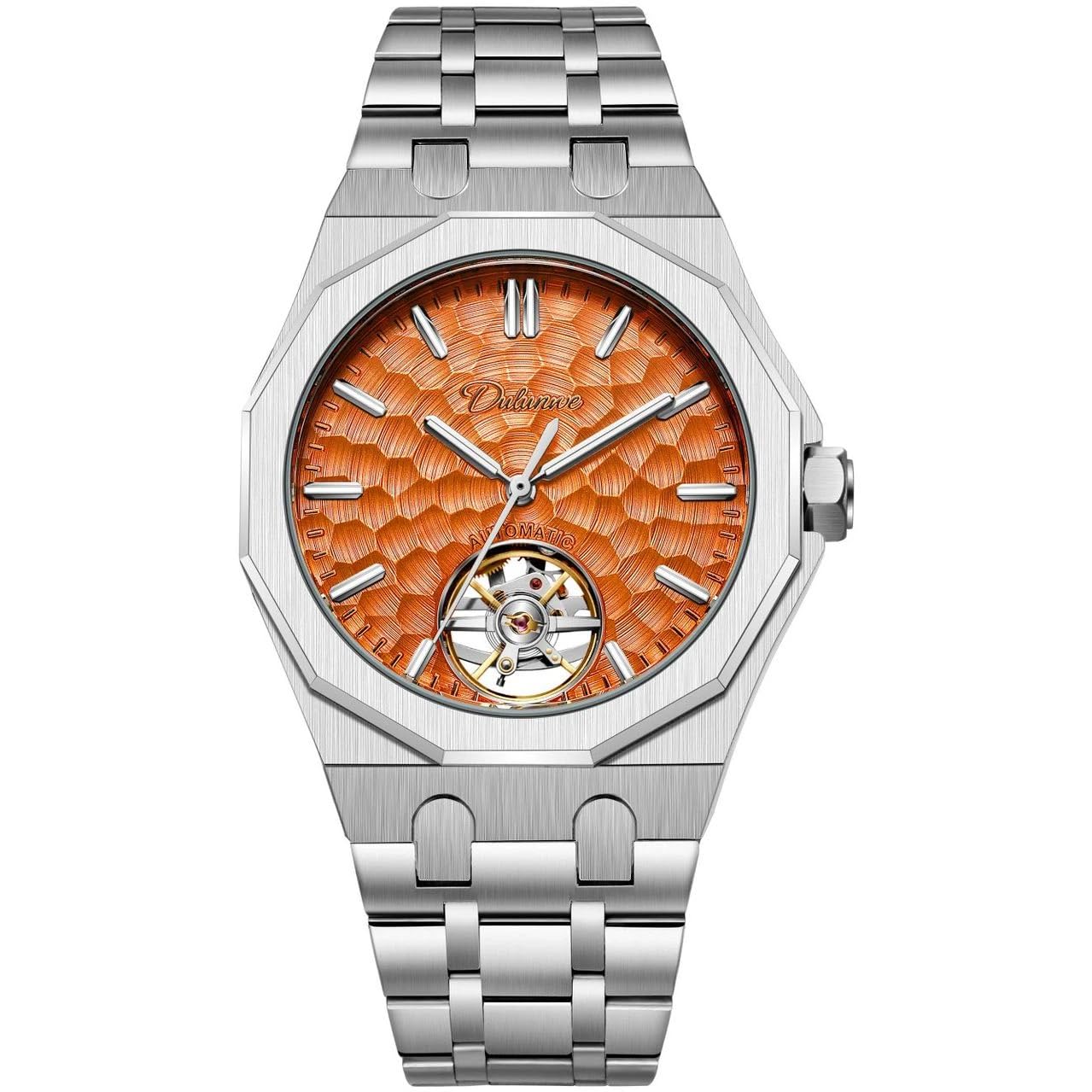 Einzigartige Uhr mit wassergeriffelter Oberfläche, hohl, Tourbillon, vollautomatisch, mechanische Herrenuhren, modisch, luxuriös, leuchtend, wasserdicht