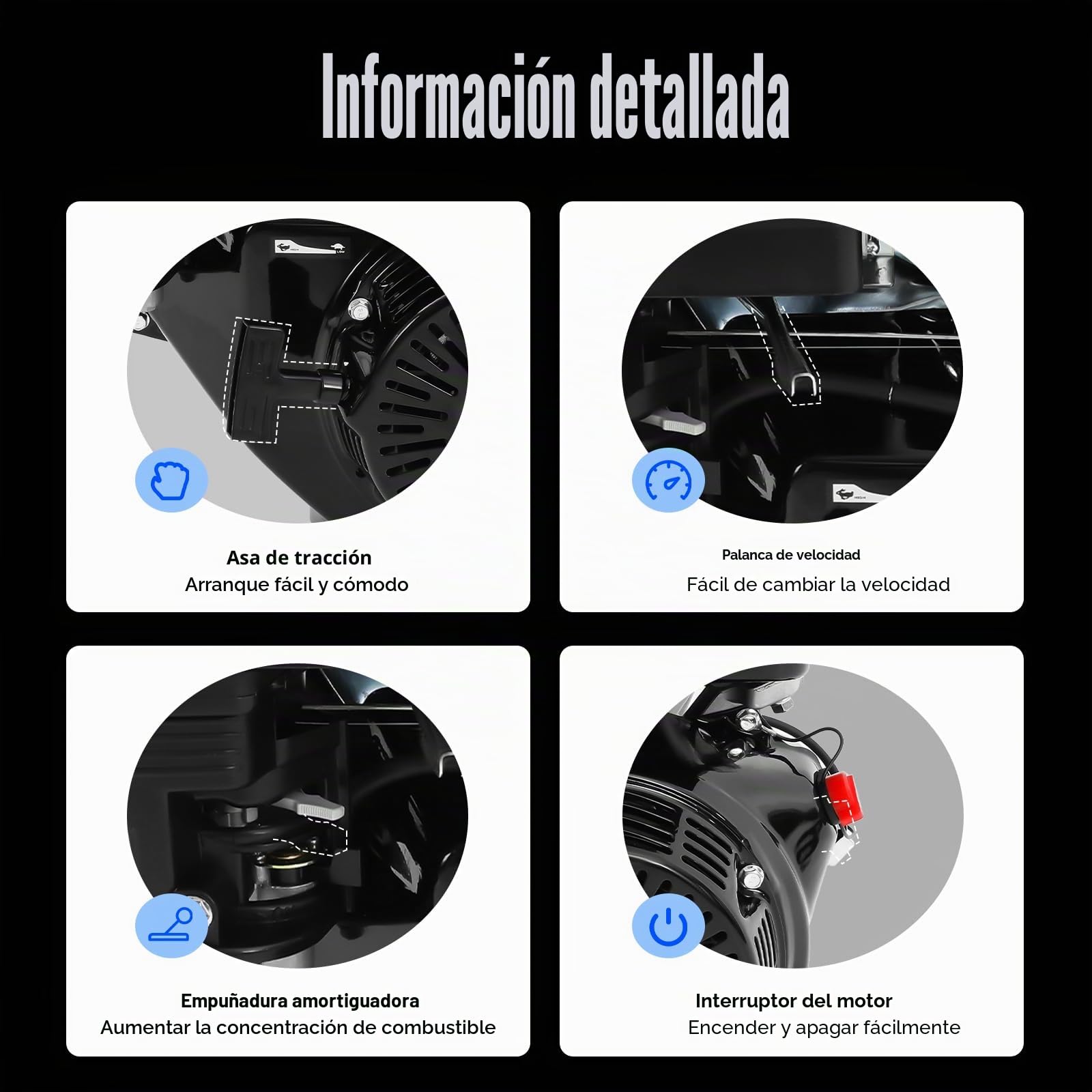 Motor de gasolina de 4 tiempos 15 CV 420 CC - Motor sobre pie - Motor industrial - Enfriamiento por aire OHV - Eje de 25 mm - 3600 rpm - Con función de alarma de aceite - Para karts, limpiadoras de