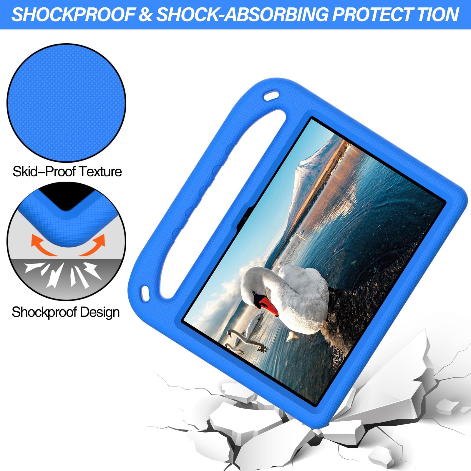 Pełne etui ochronne Kompatybilny z Kindle Fire HD8/HD 8 Plus 2022 2020, amortyzujący wstrząsy, z uchwytem, ​​EVA, uchwytem, ​​solidne etui na tablet dla dzieci, lekkie(Blu)