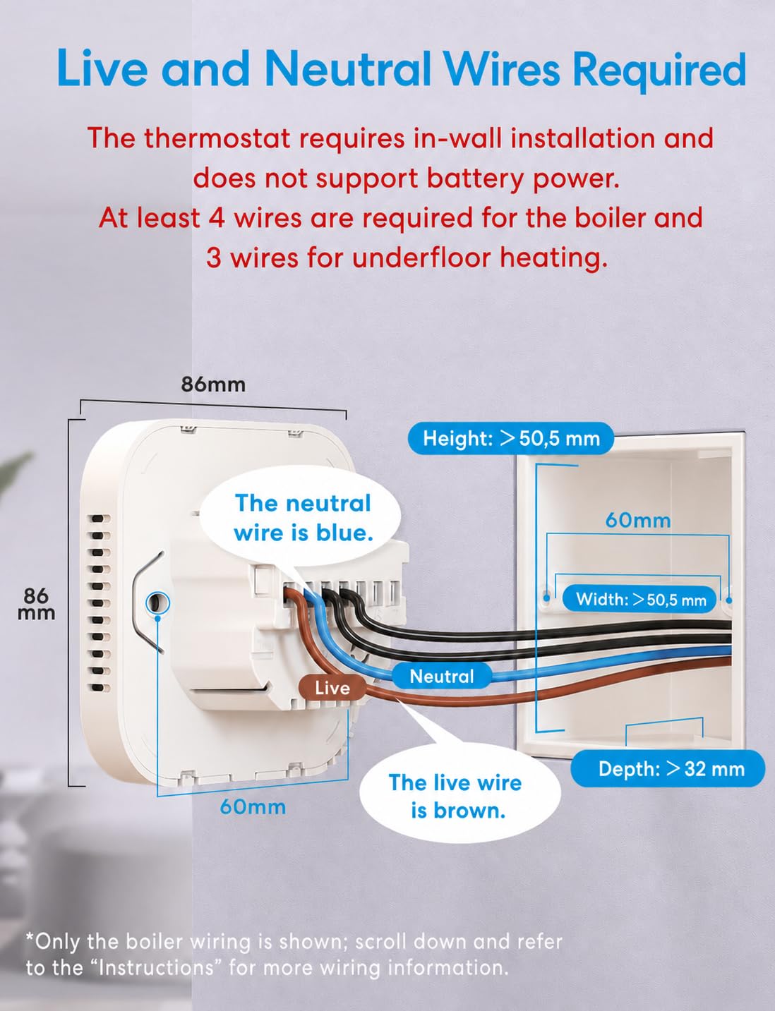 Meross Smart Thermostat für wassergeführte Fußbodenheizung Heizen & Kühlen Weiß