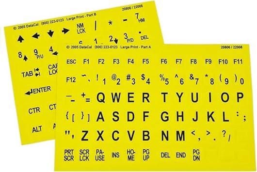 Braille with Large Print Keyboard Stickers Combined - Yellow Keys with Black Large Print Characters/Letters - Perfect for Visually Impaired Individuals for Seniors and People with Vision Impairment