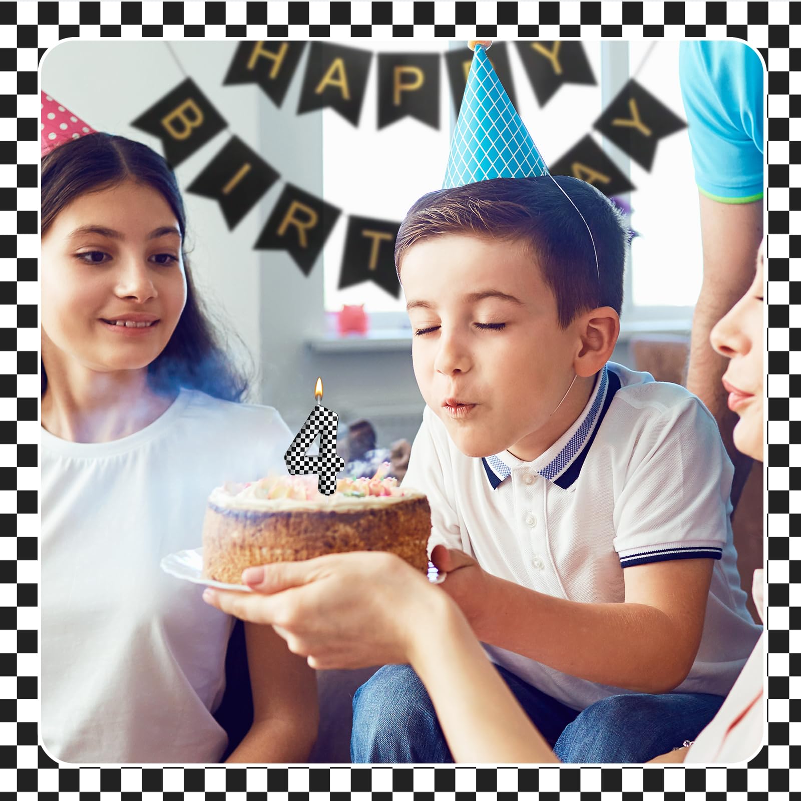 Cindeer 12 Pcs Racing Cars Themed Birthday Candles Black