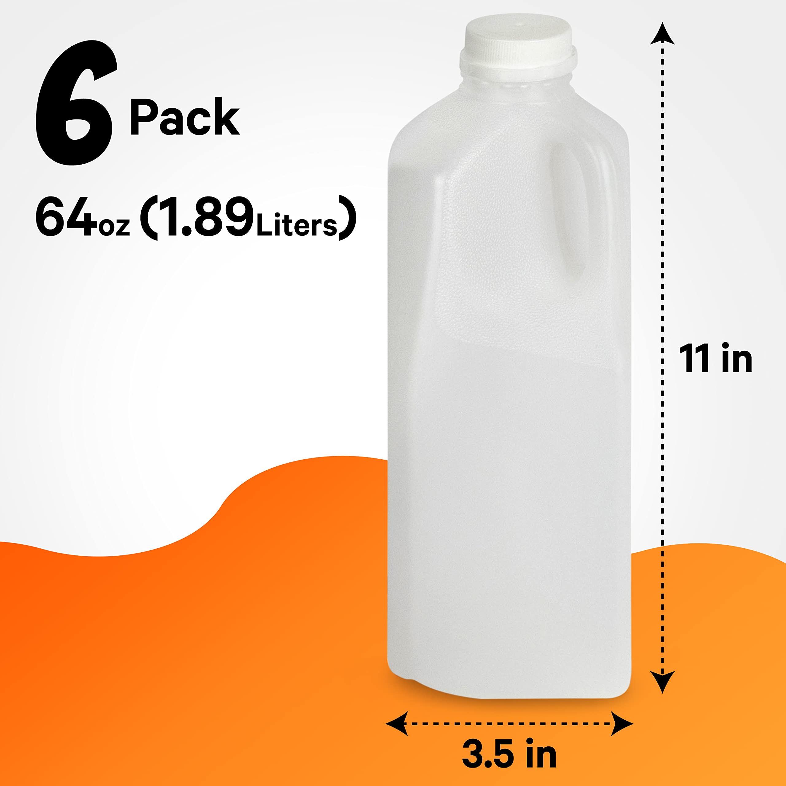 Buy Half Gallon Empty Milk Bottles Set of 6 HDPE Plastic Juice
