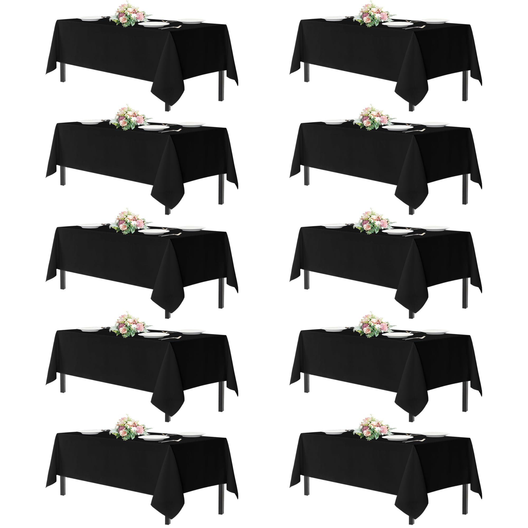 sancua Black Tablecloths for 6 Foot Rectangle Tables, 10 Pack 54x108 Inch