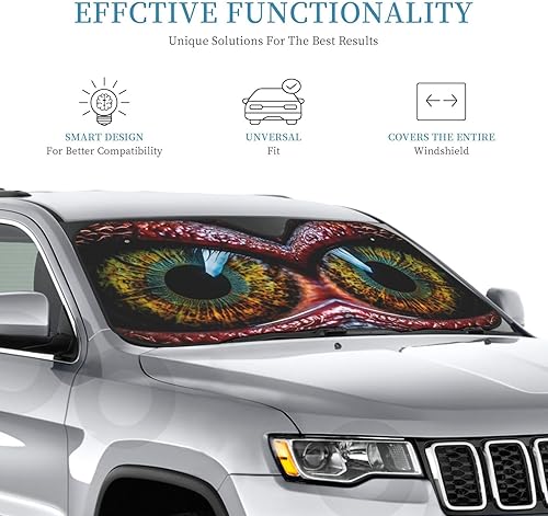 Miniatura 3 de Parasol para parabrisas de automóvil con ojos rojos, ajuste universal, pantalla portátil para ventana delantera de automóvil, protege tu automóvil