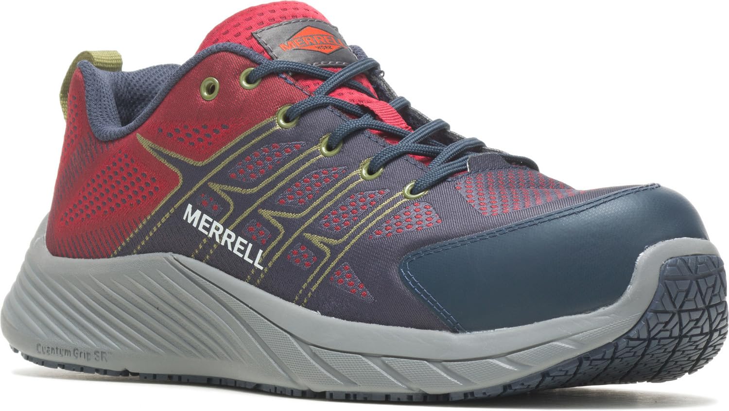 Merrell Moab Flight CF/Dahlia, Men's, Red/Gray, Comp Toe, EH, Slip Resistant, Low Athletic, Work Shoe (15.0 M)