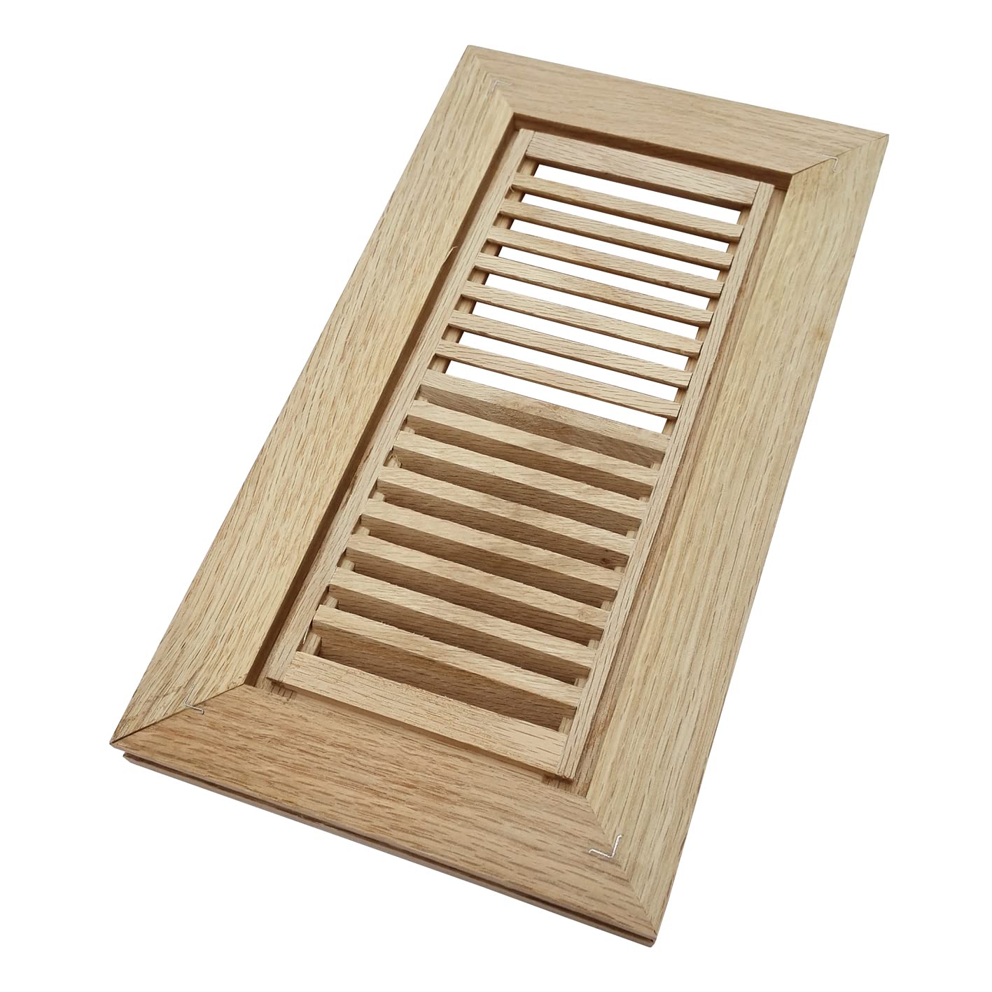 Paquete de 4 rejillas de madera de roble blanco para piso, ventilación de montaje empotrado, 4 x 10 pulgadas, sin amortiguador, sin acabado