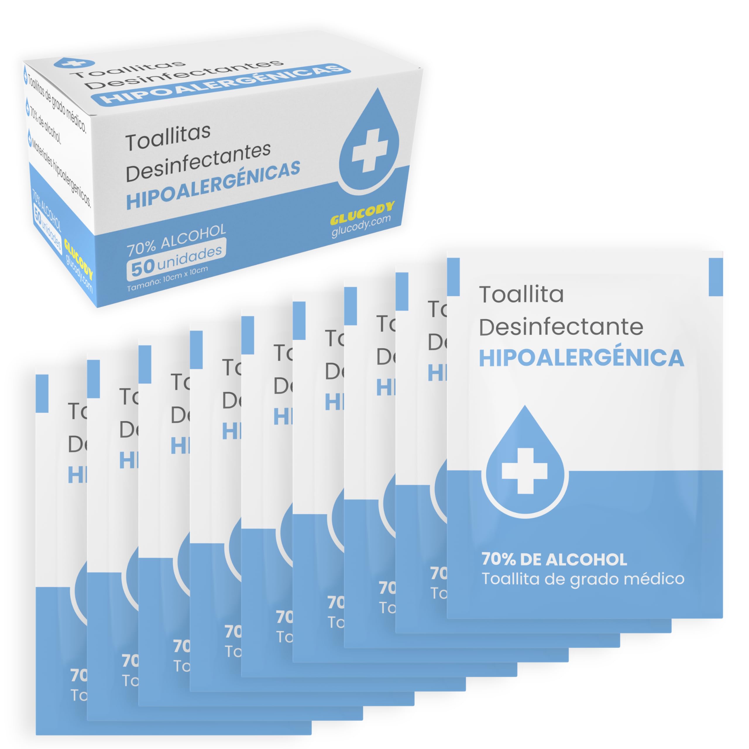 50pc Salviette disinfettanti con alcol al 70%/salviettine sterili in formato monodose/scatola con 50 salviettine in formato monodose/alcool isopropilico