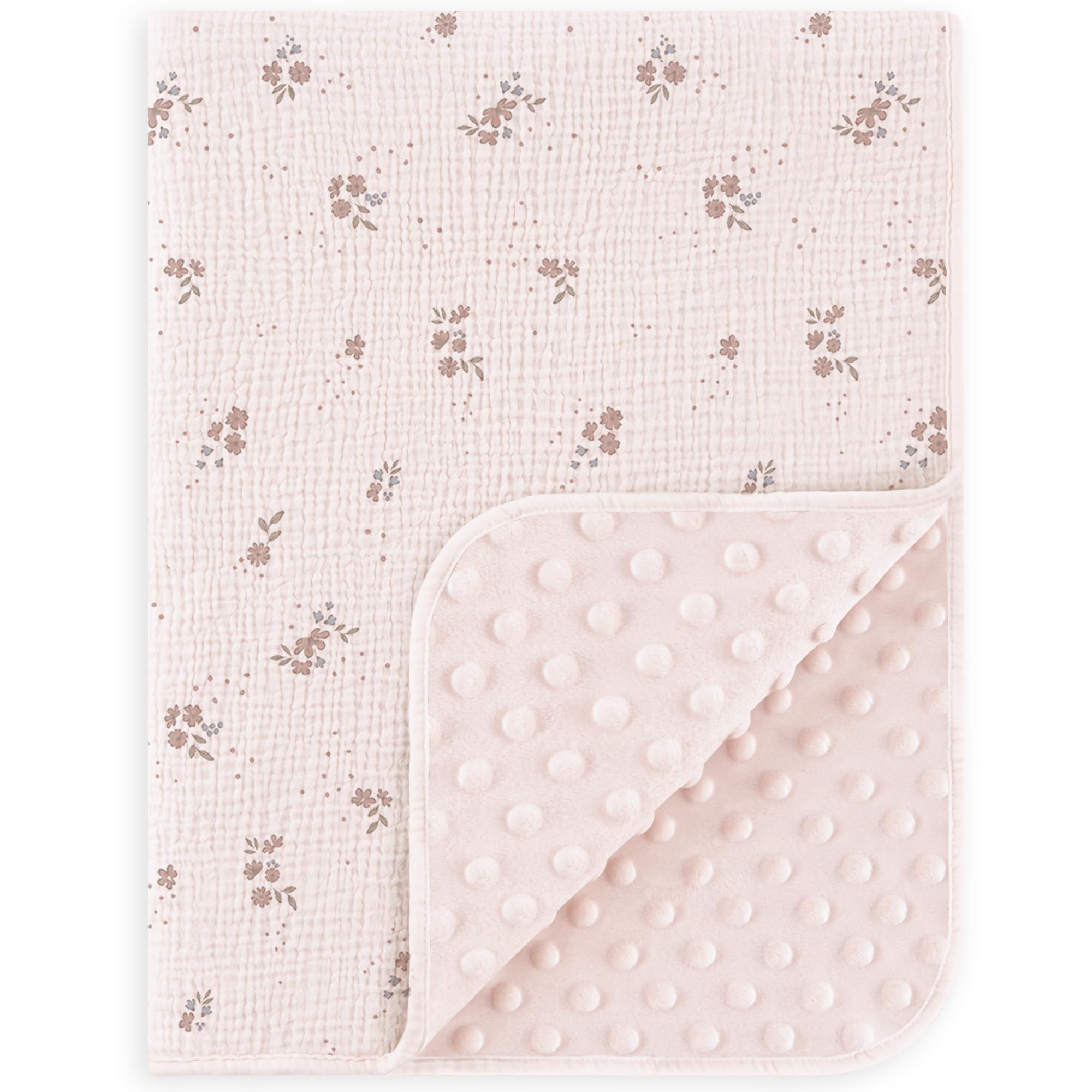 Susurration Babydecke Baumwolle Baby Decken Neugeborenen, Weiche Krabbeldecke 75x100cm,Multifunktional Minky Kuscheldecke für Kleinkinder Mädchen Junge (Pink Flower)