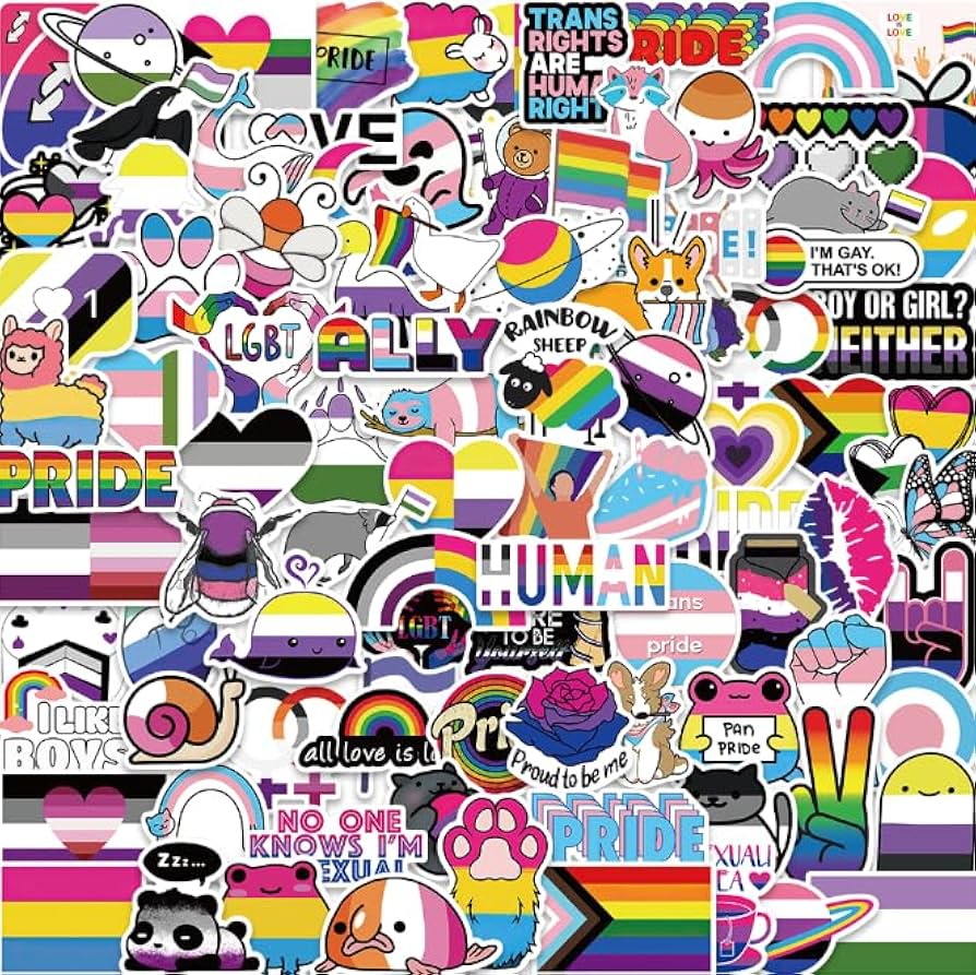 Gay Pride Yin Yang Stickers – 2 Pack, Rainbow, LGBT LGBTQ, Vinyl Die-Cut, Made In USA
