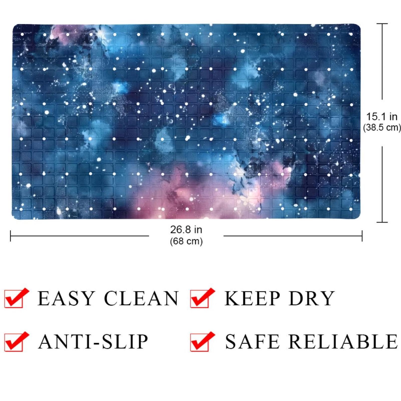 Rutschfeste Badematten für Badezimmer, Motiv: Sternenhimmel, Galaxie, nahtlos, rechteckig, maschinenwaschbar, 40 x 70 cm