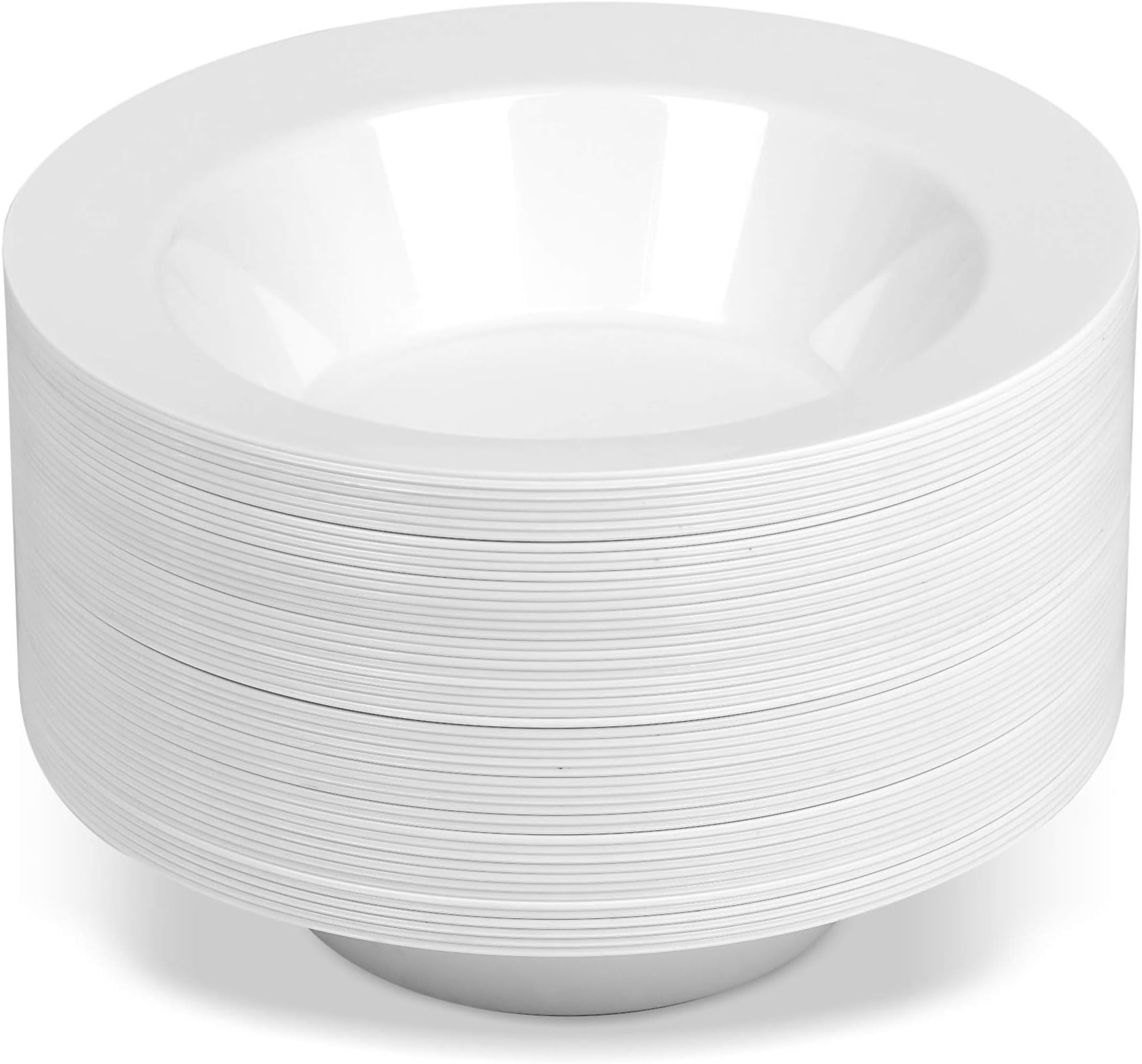 BloominGoods 50 Large Disposable White Plastic Soup Bowls
