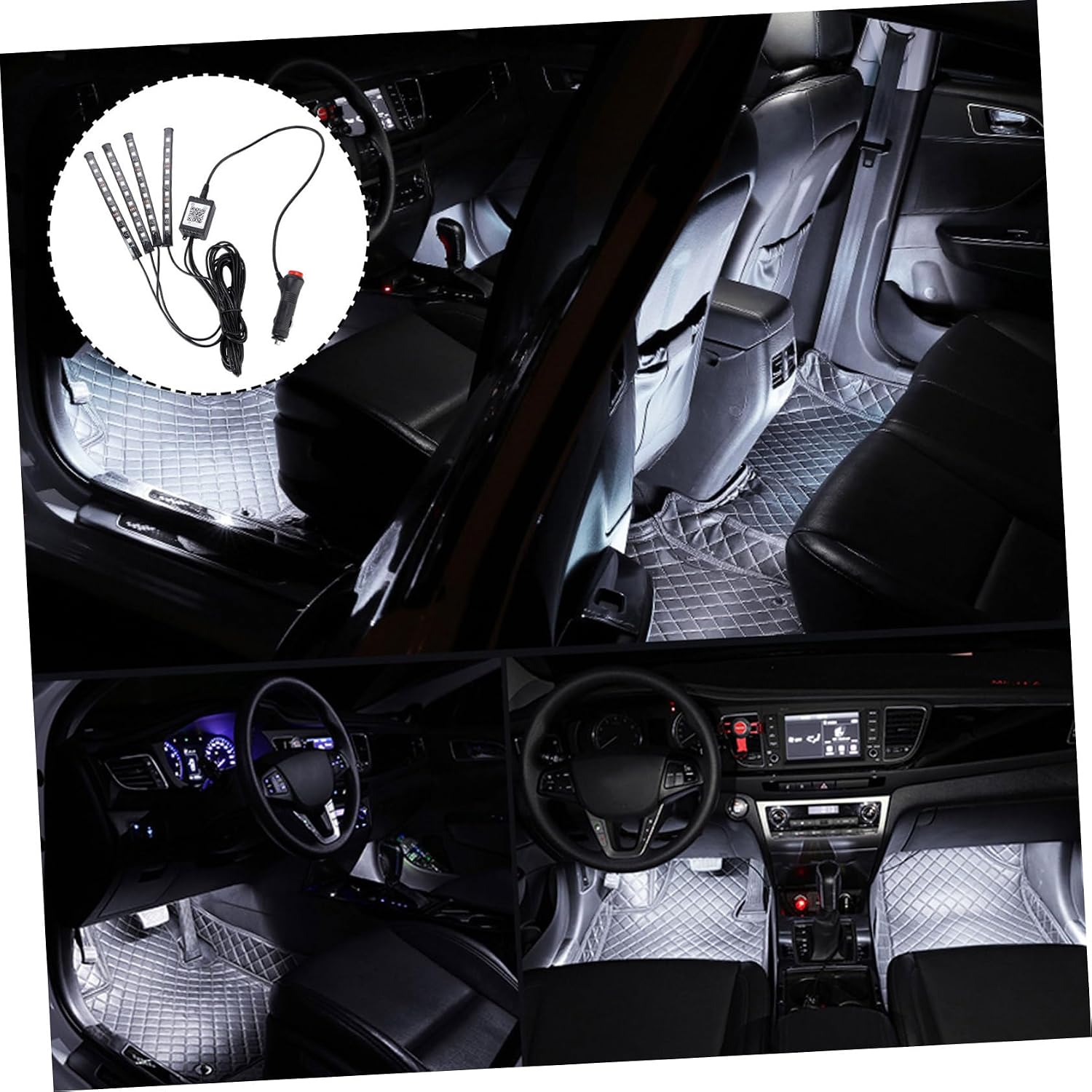 ULTECHNOVO Car Led Strip Lights Multicolor Interior Lighting Kit with Remote Control Led Under Dash for Cars and Easy to Install