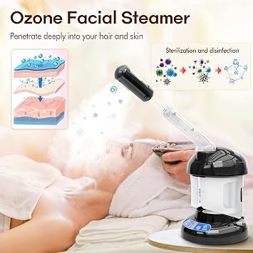 2 in 1 Hair Steamer for Natural Hair & Ozone Facial Steamer