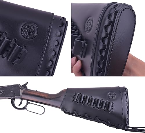 Miniatura 7 de Munición de culata de rifle de cuero de vaca de grano completo con soporte de cartucho para .45-70 308 30-06, manga de munición cosida a mano