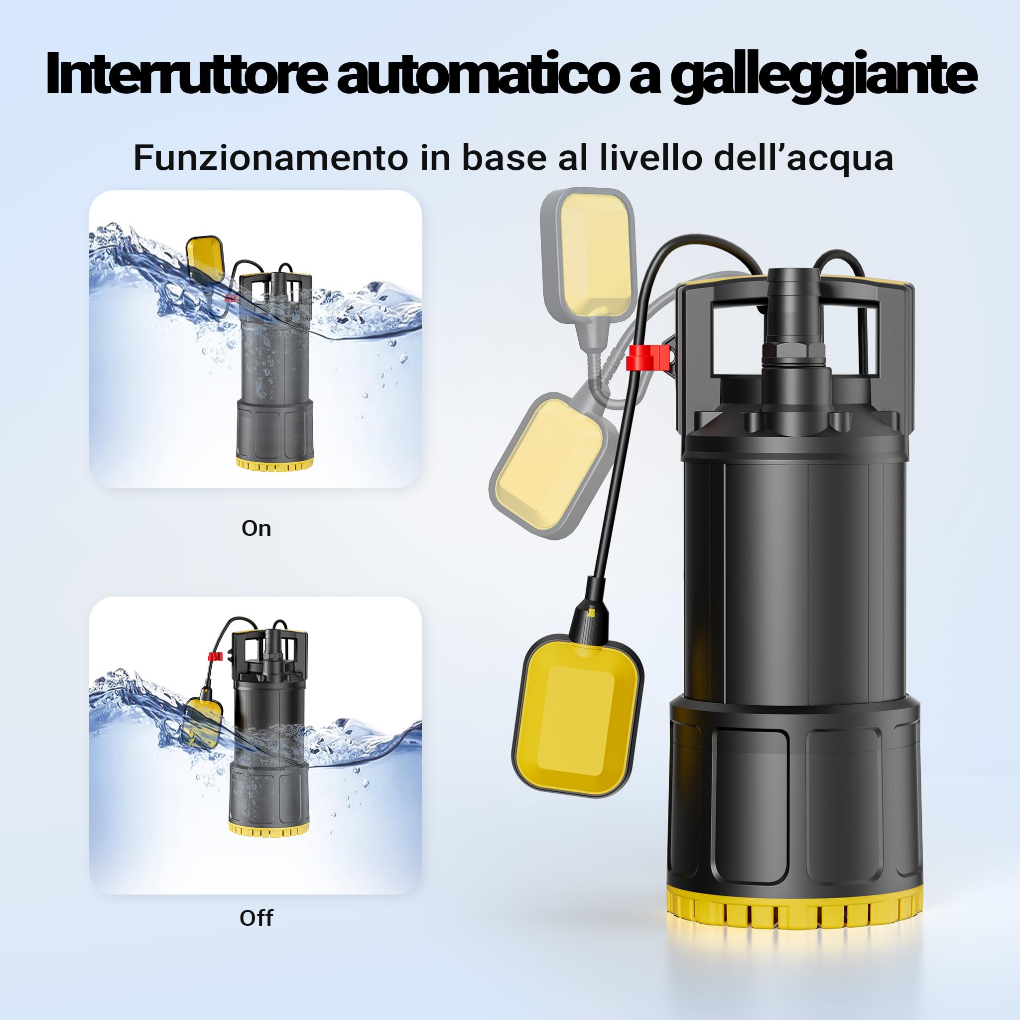 Wiltec Pompa sommersa, 1000W 5500 l/h, prevalenza 30 m, Elettropompa a immersione per pozzi e cisterne