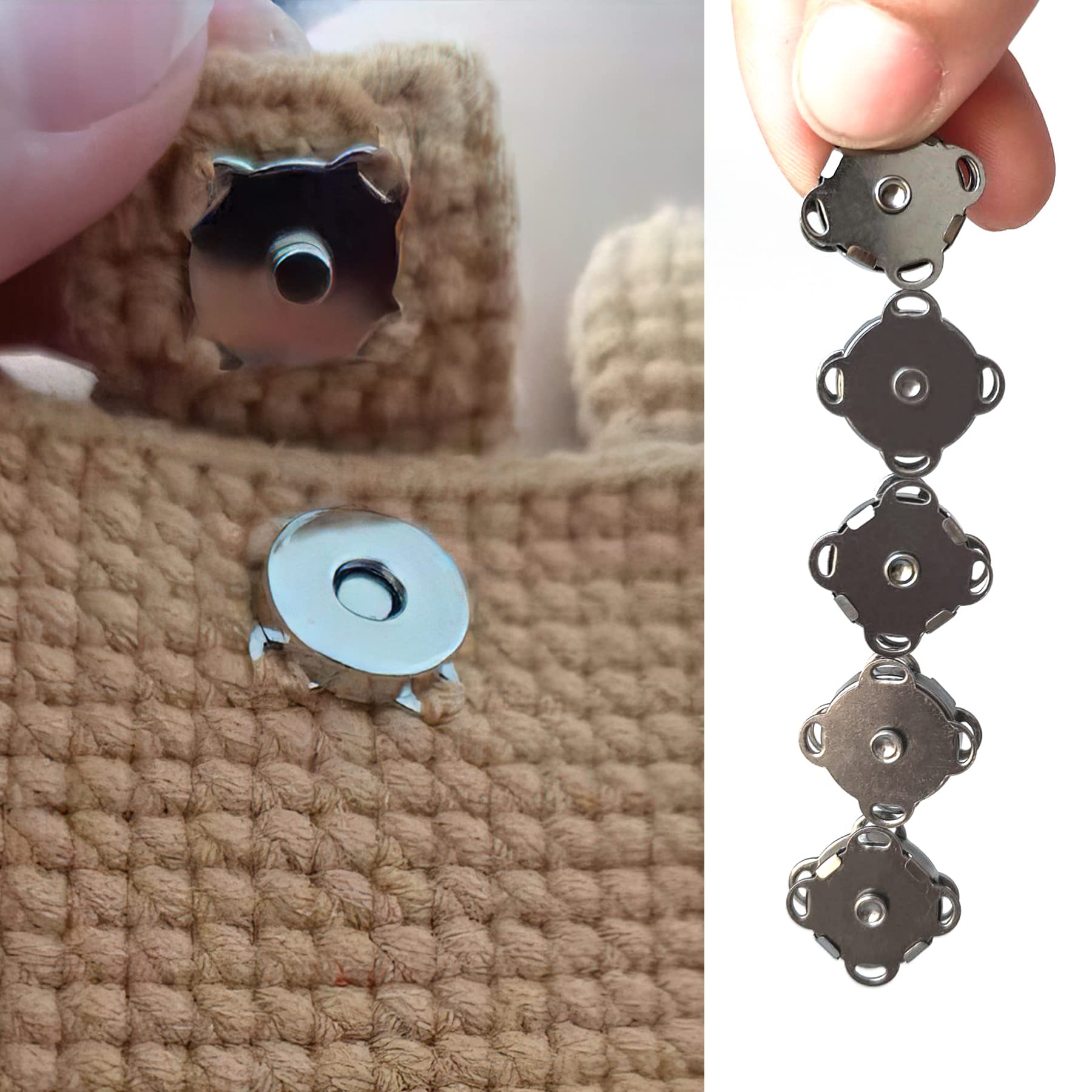 5 Paia Bottoni Magnetici A Scatto In Metallo Da Cucire - Chiusura A Calamita Per Borse, Vestiti, Portafogli E Lavori Creativi