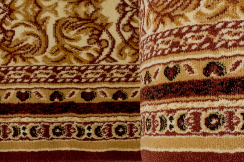 TAPISO Atlas chodnik na metry, krótkie runo, do kuchni, salonu, klasyczny, kwiatowy, paski, brązowy, beżowy, Ökotex 120 x 700 cm