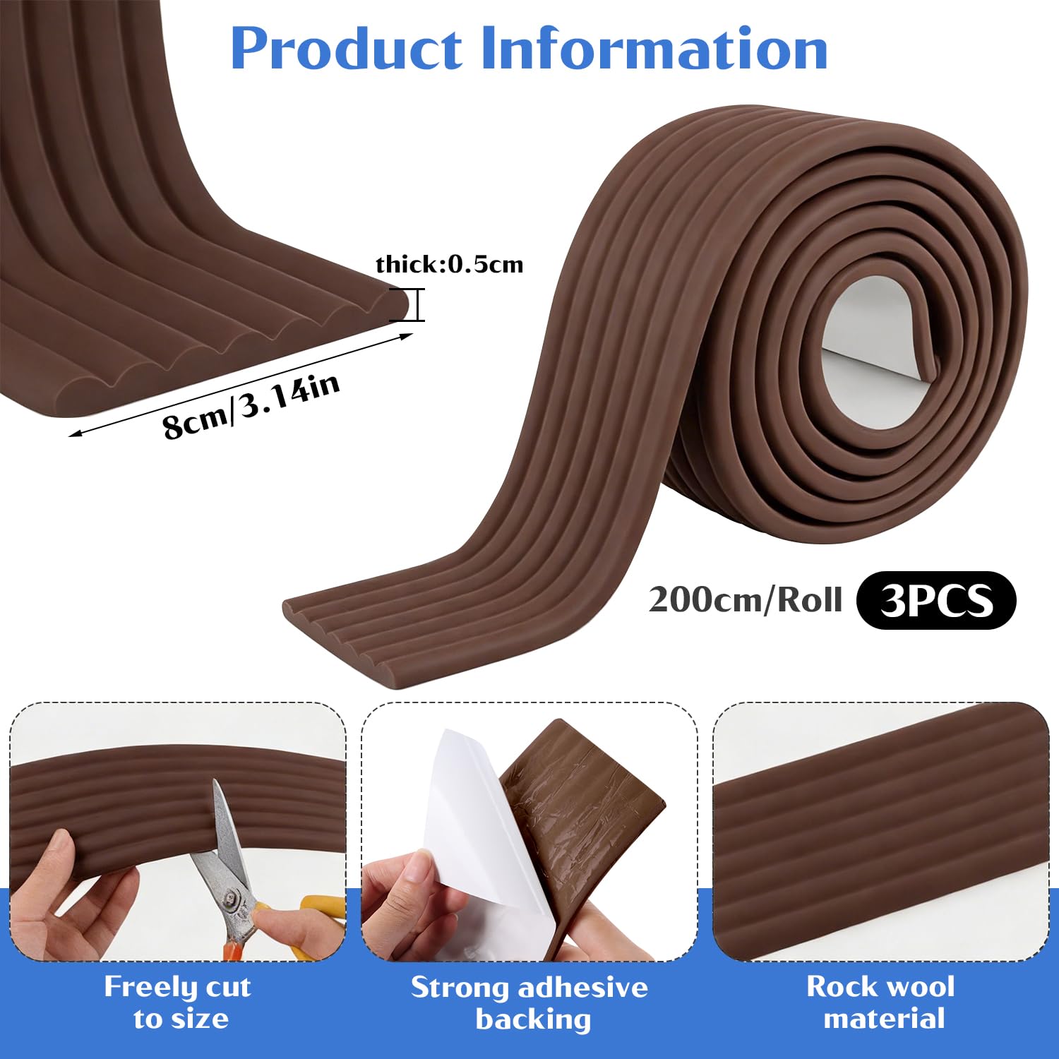 Isolation de Tuyau Chauffage 3 Rouleau/8cm x 6m Isolant Tuyau Protection Tuyau Contre le Gel d'isolation Autocollante pour Chauffage Plomberie Tuyaux en Cuivre (Brun)