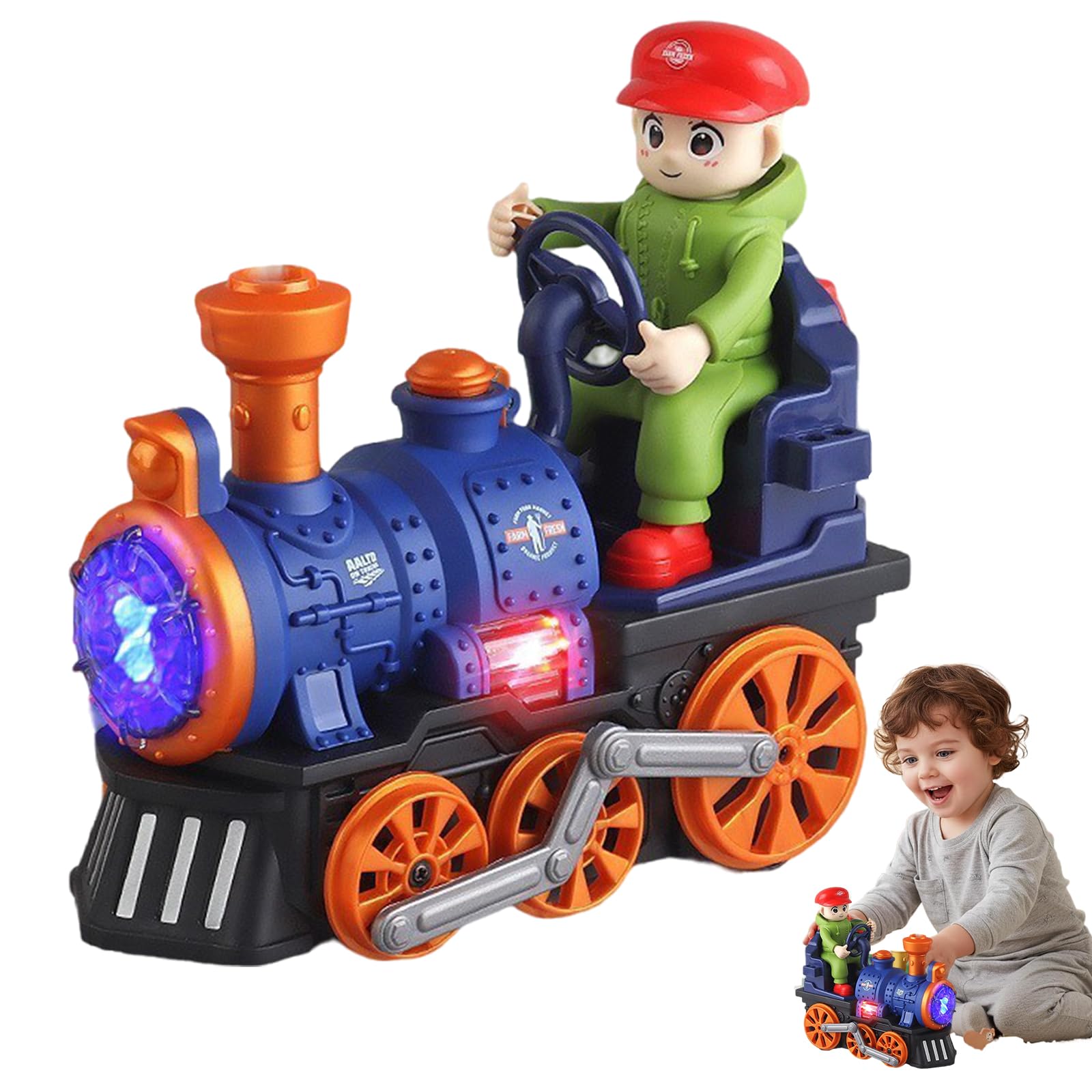 Introti Kids Electric Steam Train Toy with Realistic Steam, Lights & Sounds, Battery Powered Locomotive Engine, Universal Wheel, Spray Train for Toddlers & Boys, Gift for Ages 3+