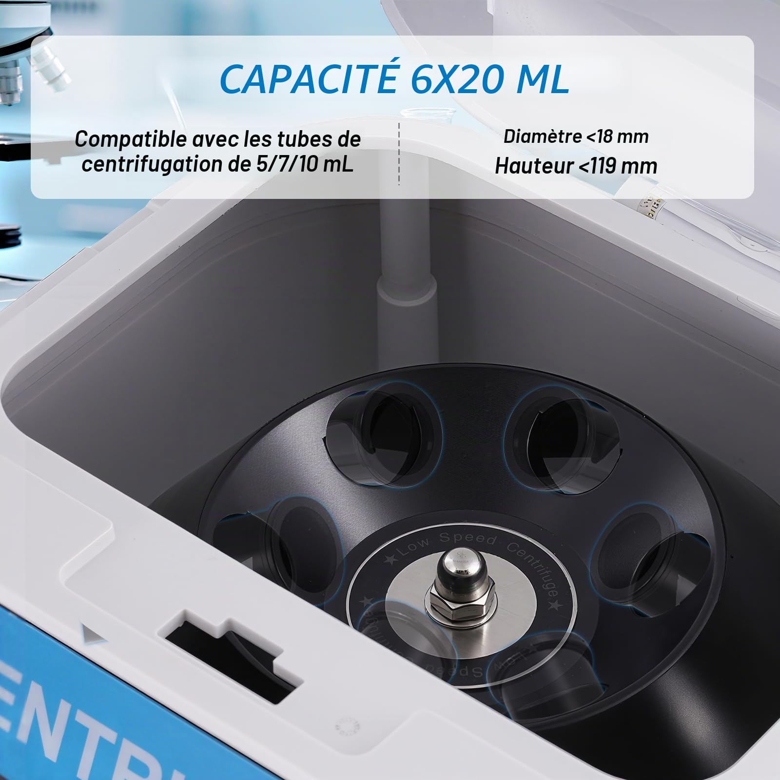 YUCHENGTECH Centrifugeuse de Laboratoire 20mlx6 0-4000 tr/min 0-999 Min | Centrifugeuse de Paillasse Électrique Centrifugeuse à Basse Vitesse 1920xg Compatible avec les Tubes Centrifuger de 5/7/10ml