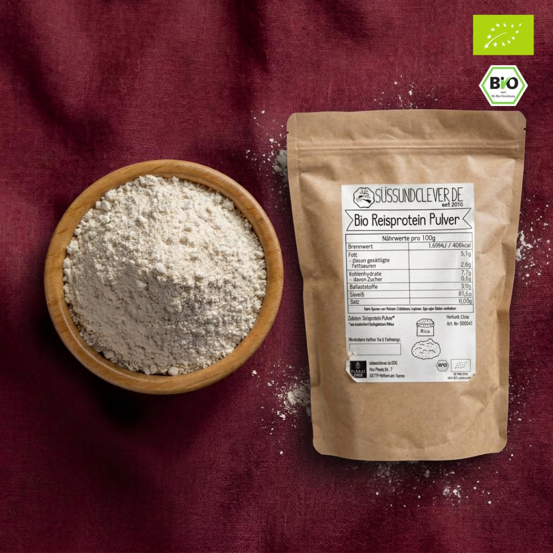 süssundclever.de® Bio Reisprotein Pulver | Isolat | 85% veganes Protein | 3,0 kg (3 x 1kg) | Ohne Zuckerzusatz oder Aromen | in ökologisch-nachhaltiger Verpackung