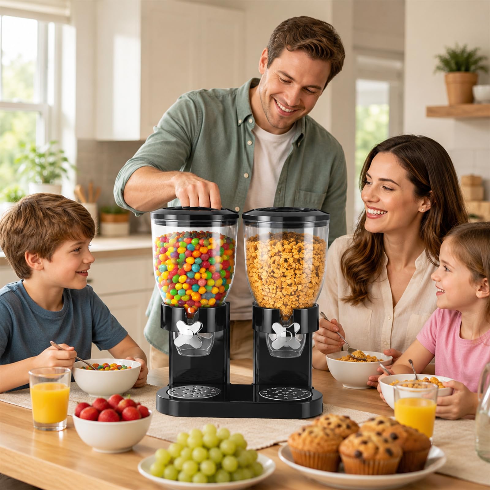 Cereal Dispenser Countertop 2L 2er Pack, Luftdichter Müslispender für die Organisation des Küchenvorratsraums, Ideal für Süßigkeiten, Müsli, Reis, Nüsse, Bohnen, Kaffebohnen