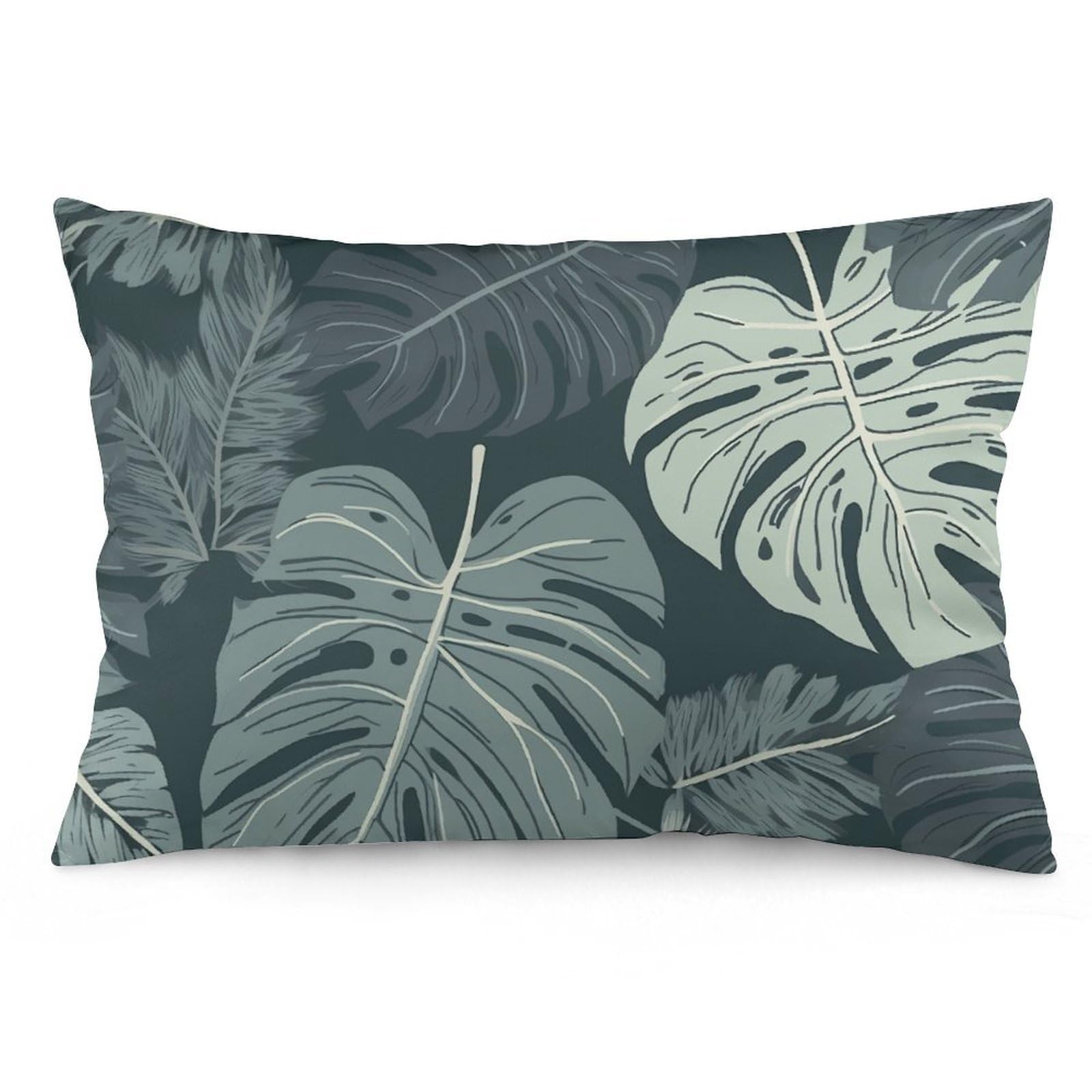 2 Pack Pillow Cases for Hair and Skin, Soft Breathable Pillow Case Covers with Hidden Zipper, Gray Leaf Pattern Pillowcase 20"x30" Pillow Covers for Sleeping Gift