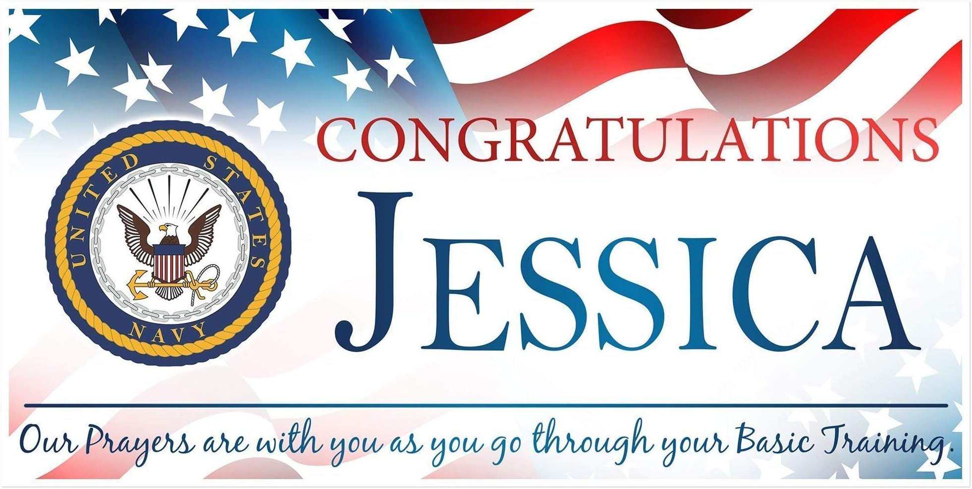 Congratulations U.S. Navy Armed Forces Military Personalized Banner