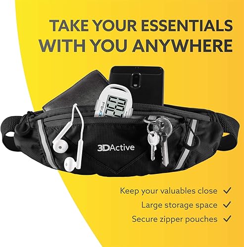 Miniatura 5 de 3DActive Riñonera profesional para correr, resistente al agua, riñonera de entrenamiento, ultraligera, ajustable, reflectante, para ejercicio,