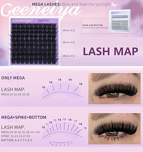 Miniatura 4 de Geeneiya Kit de racimos de pestañas de 5 estilos, extensiones de racimos de pestañas de volumenmegacompletoparte inferior con unión de pestañas y