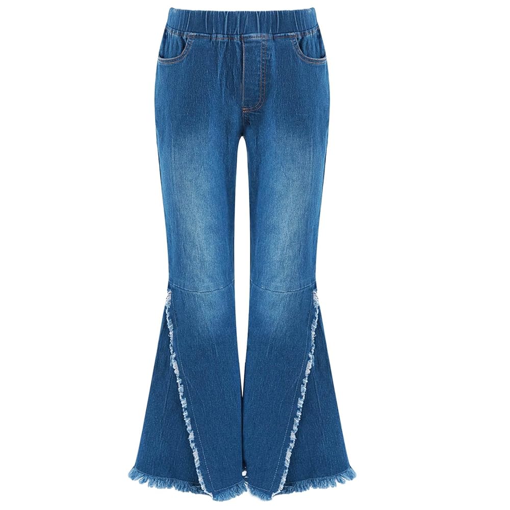 Amazon.com: JEYPINMI Big Girl's Ripped Raw Hem Flare Bell