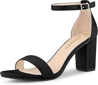 Allegra K Damen-Sandalen mit Schnallen, Knöchelriemen, hohe dicke Absätze