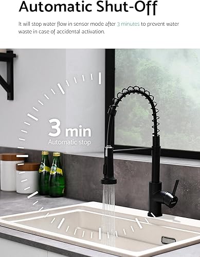 Miniatura 114 de WEWE Llave de cocina dorada cepillado con pulverizador desplegable, llave con resorte de latón/acero inoxidable, un mango, con placa de cubierta, 1