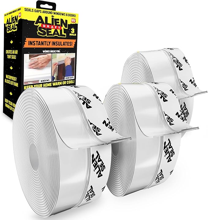 Alien Draft Seal Set of 49 Feet Anti-Draft Adhesive and Flexible Flap to Seal Gaps Around Doors and Windows As Seen On TV