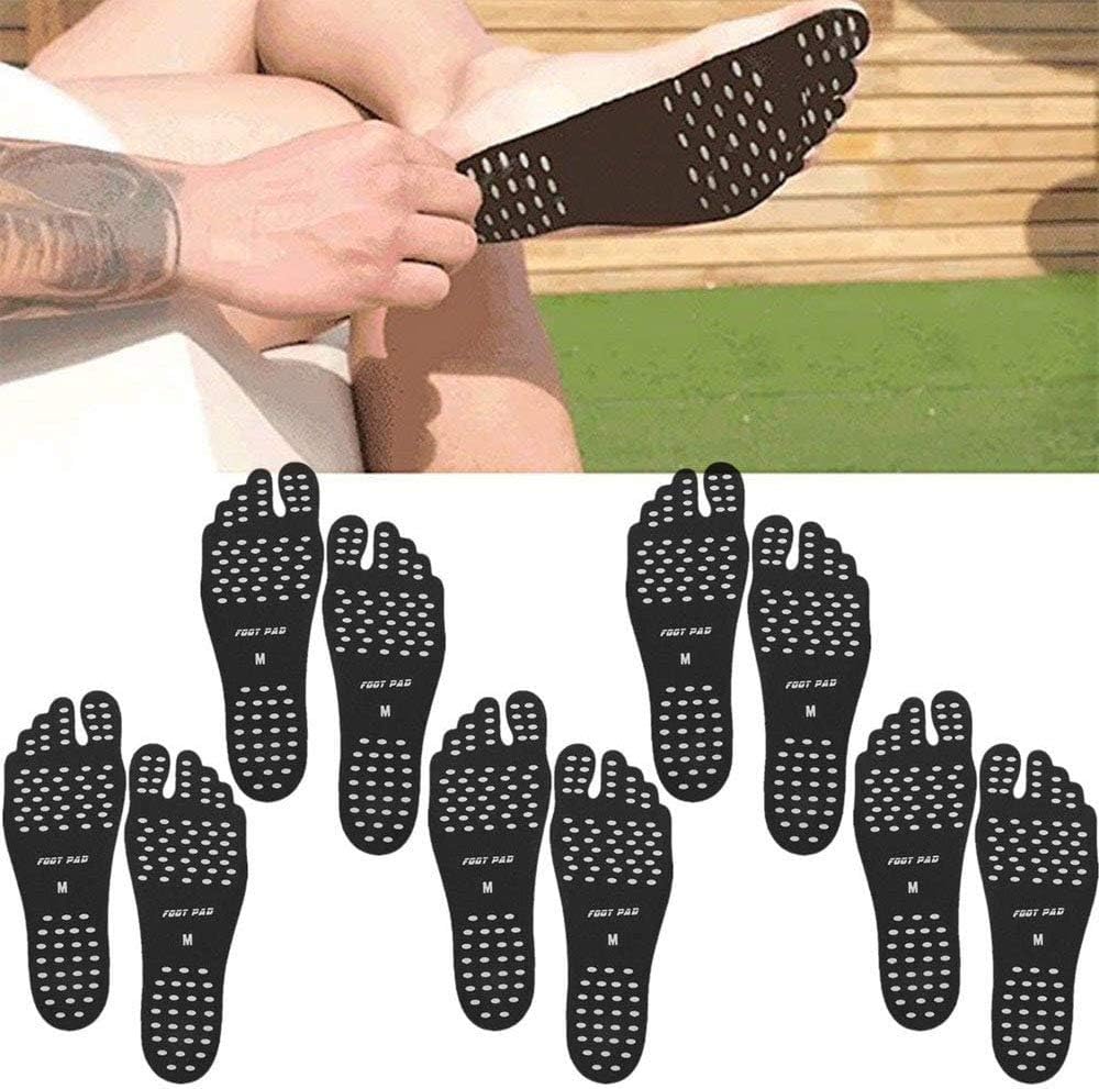 NAOR 5Pairs Beach Foot Pads for Barefoot Lover-Stick on Soles-Invisible Shoes Stick on Foot Pads,Foot Stickers-Nakedfit Stick on Soles