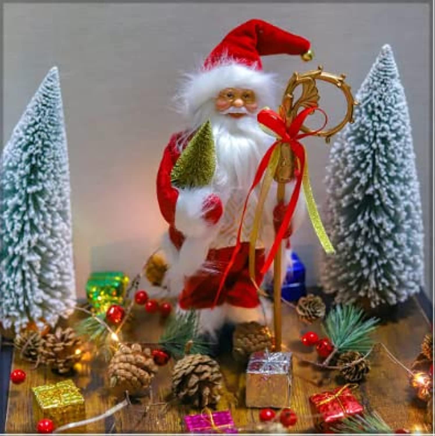 YATAI Realistic Santa Claus Figure Standing Traditional Red Santa Claus Figure Xmas Decoration Christmas Party Decoration (30cm)