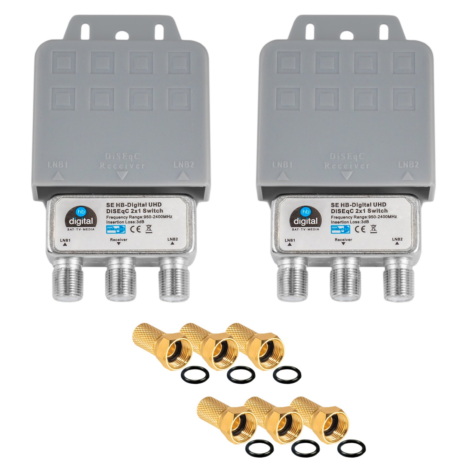 Interruttore DiseqC 2/1 HB-DIGITAL - Per Satelliti Astra/Hotbird Con Connettori Oro - Foto 13