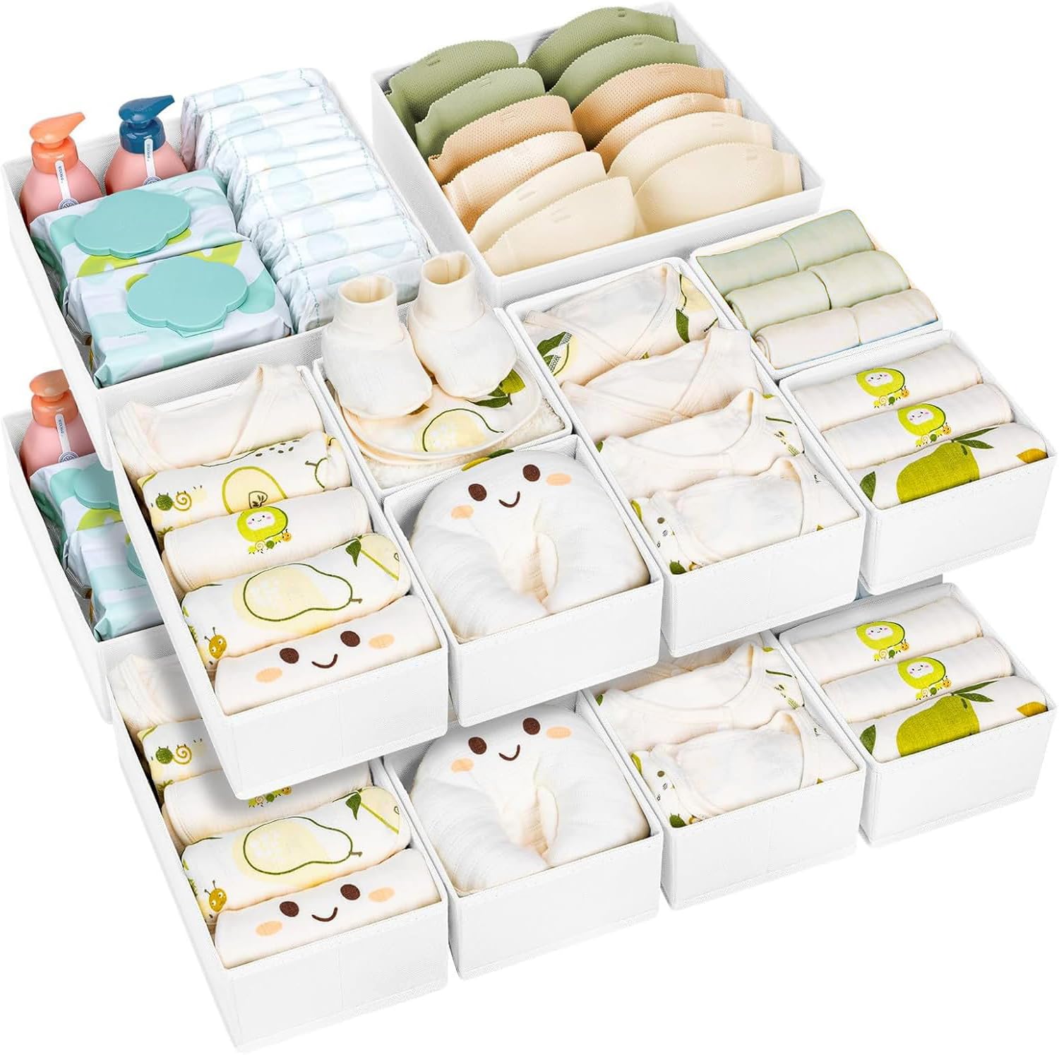 DIMJ Organizador Cajones Juego de 12 Cajas Almacenaje Plegables de Tela Para Guardar Ropa, Organizadores de Cajones No Tejidos, Calcetines, Ropa Interior, Clásico Gris — view 12